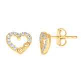 14kt Yellow Gold Womens Cubic-Zirconia Love Infinity Heart Stud Earrings